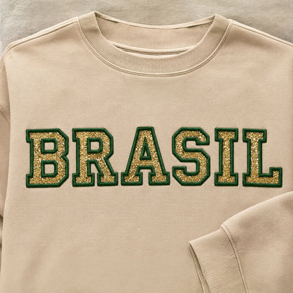 Moletom Bordado com Glitter Brasil