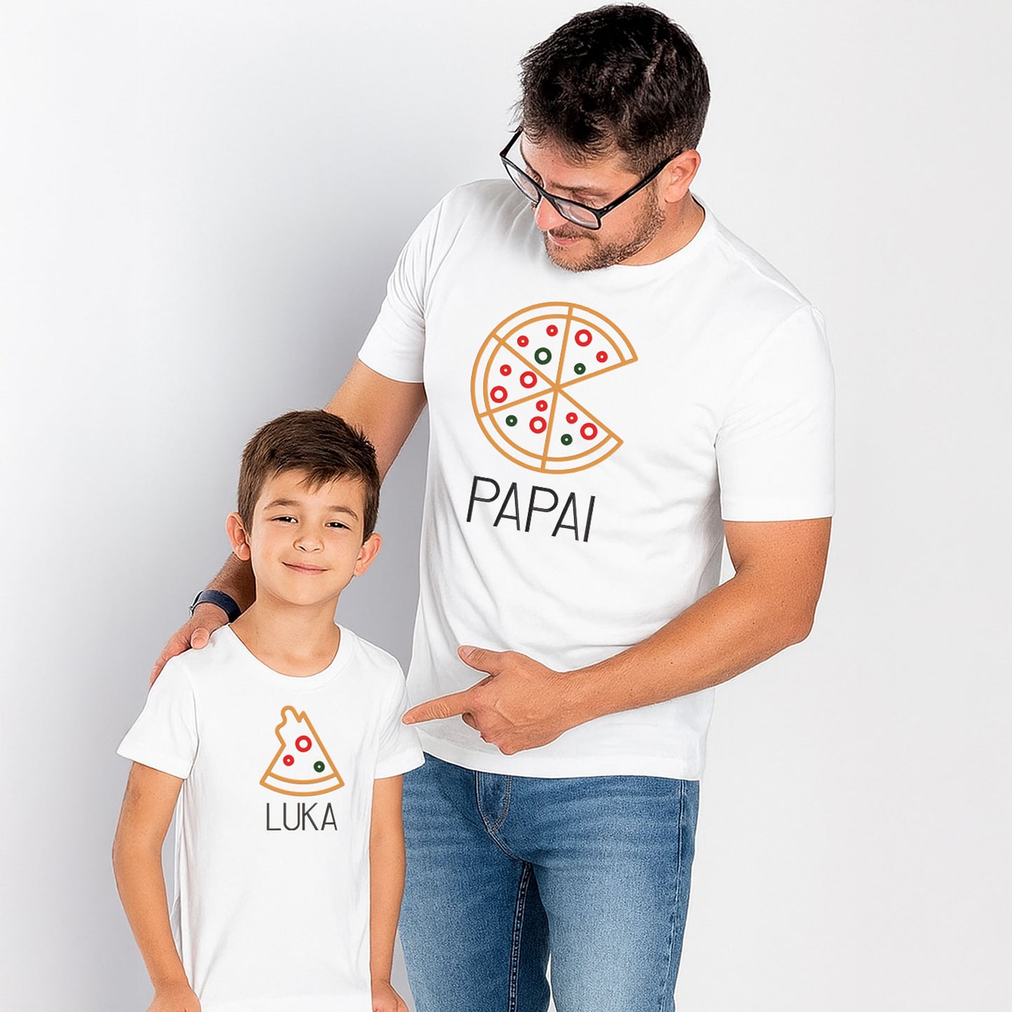 Camiseta Bordada Pizza Pai e Filho(a)