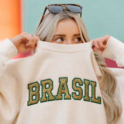 Moletom Bordado com Glitter Brasil