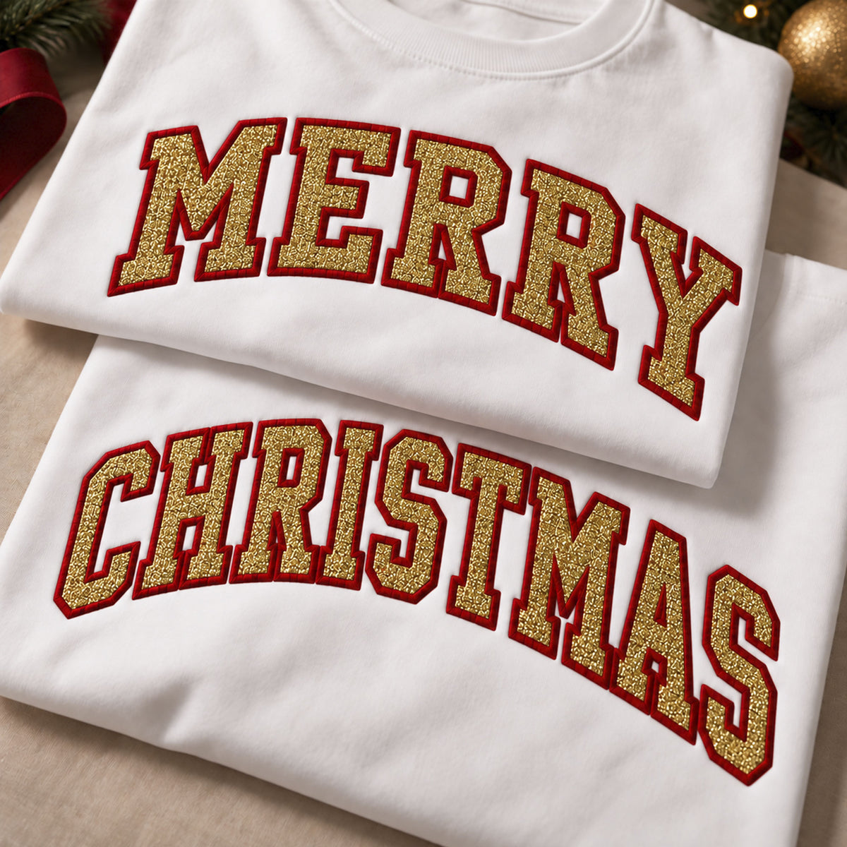 Camiseta Merry & Christmas com Glitter