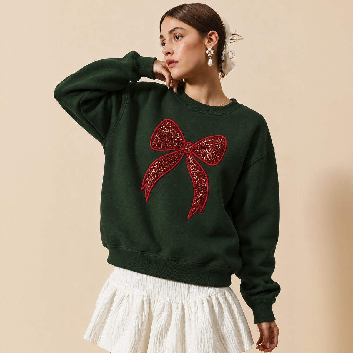 Blusão Moletom Laço com Glitter