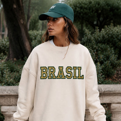 Moletom Bordado com Glitter Brasil