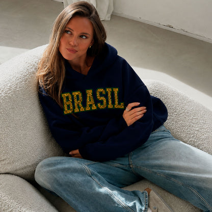 Moletom Bordado com Glitter Brasil