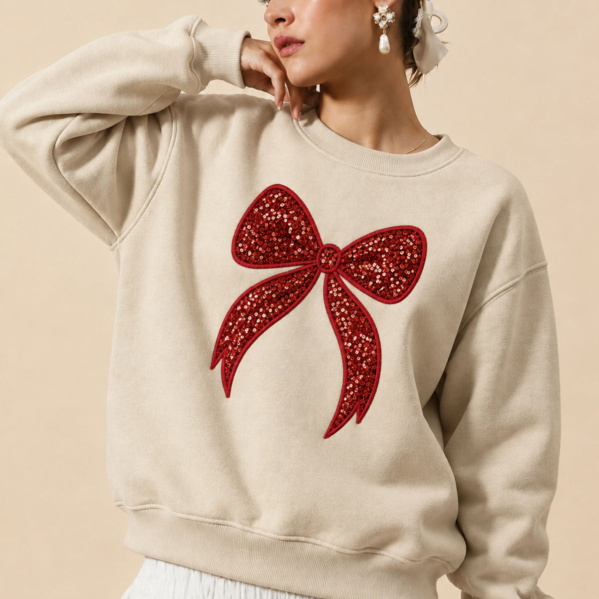 Blusão Moletom Laço com Glitter