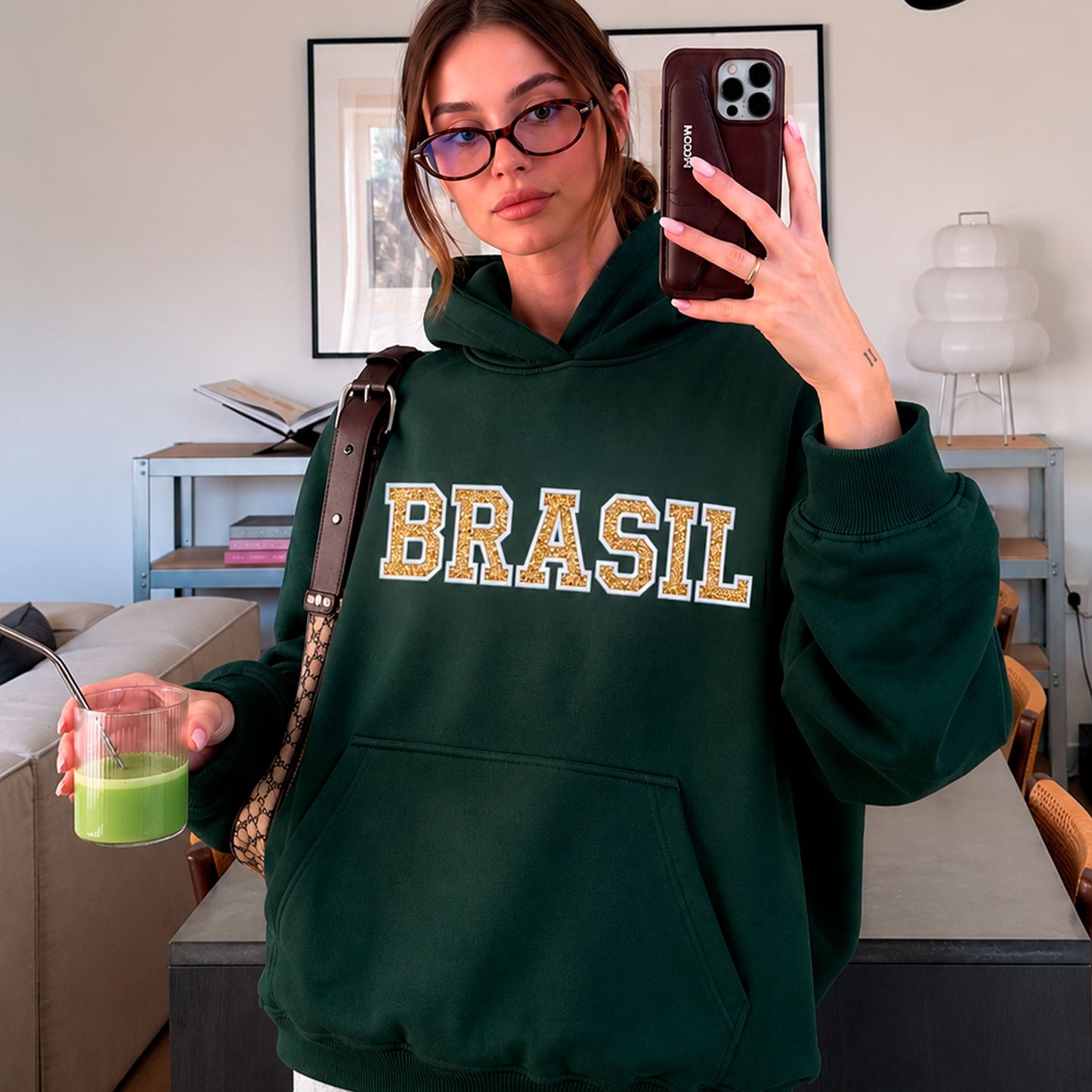 Moletom Bordado com Glitter Brasil