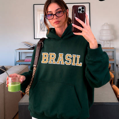 Moletom Bordado com Glitter Brasil